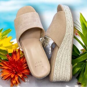 🆕Vegan Espadrille Slide Wedge Sandals